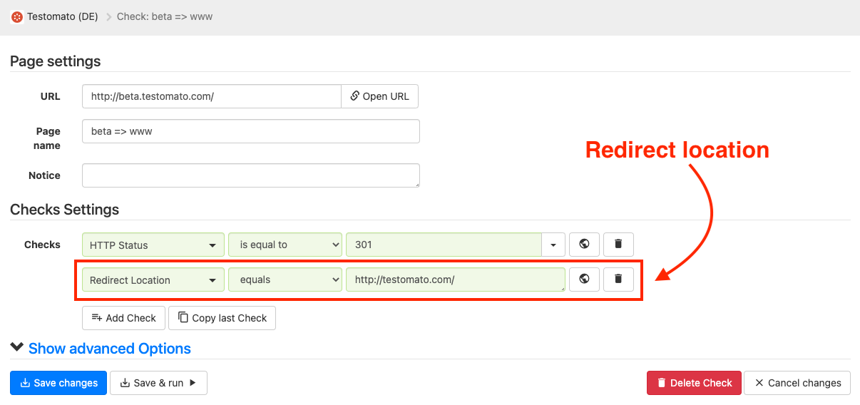 Redirect location Check