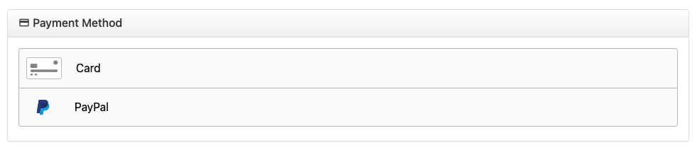 Screenshot showing payment selection UI