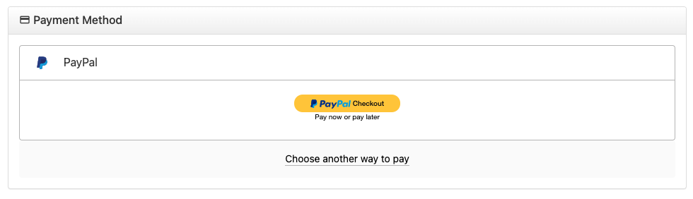 Screenshot showing Paypal checkout button